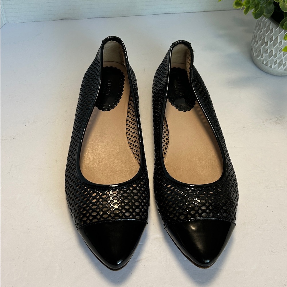 Furla Black Patent Leather Mesh Flats - Picture 4 of 17